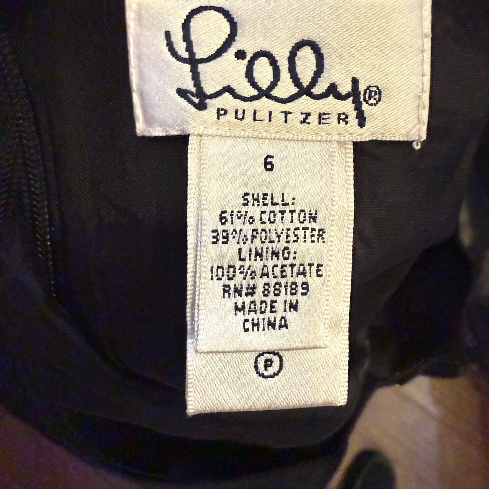 Lilly Pulitzer Black Tuxedo Ruffle Black Satin Dress sz 6 - Picture 6 of 8